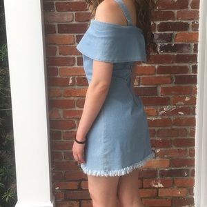 Blue off the shoulder dress